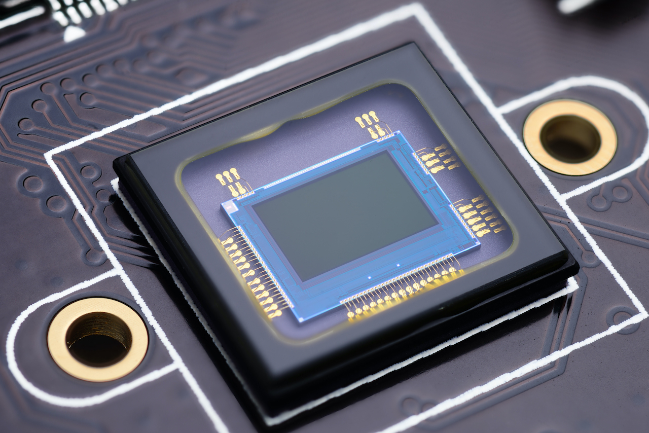 Close-up camera sensor hardware used for edge AI vision processing
