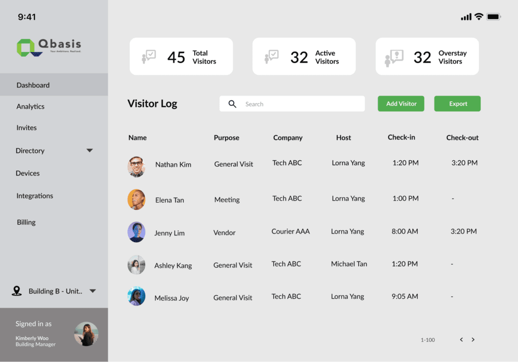Visitor Management System Qbasis Pte Ltd