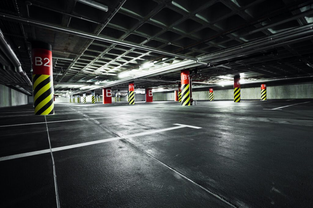 Parking garage underground interior